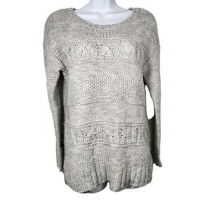 American‎ Eagle Sweater Womens XS Pullover Crewneck Chunky Knit Pattern Gray
